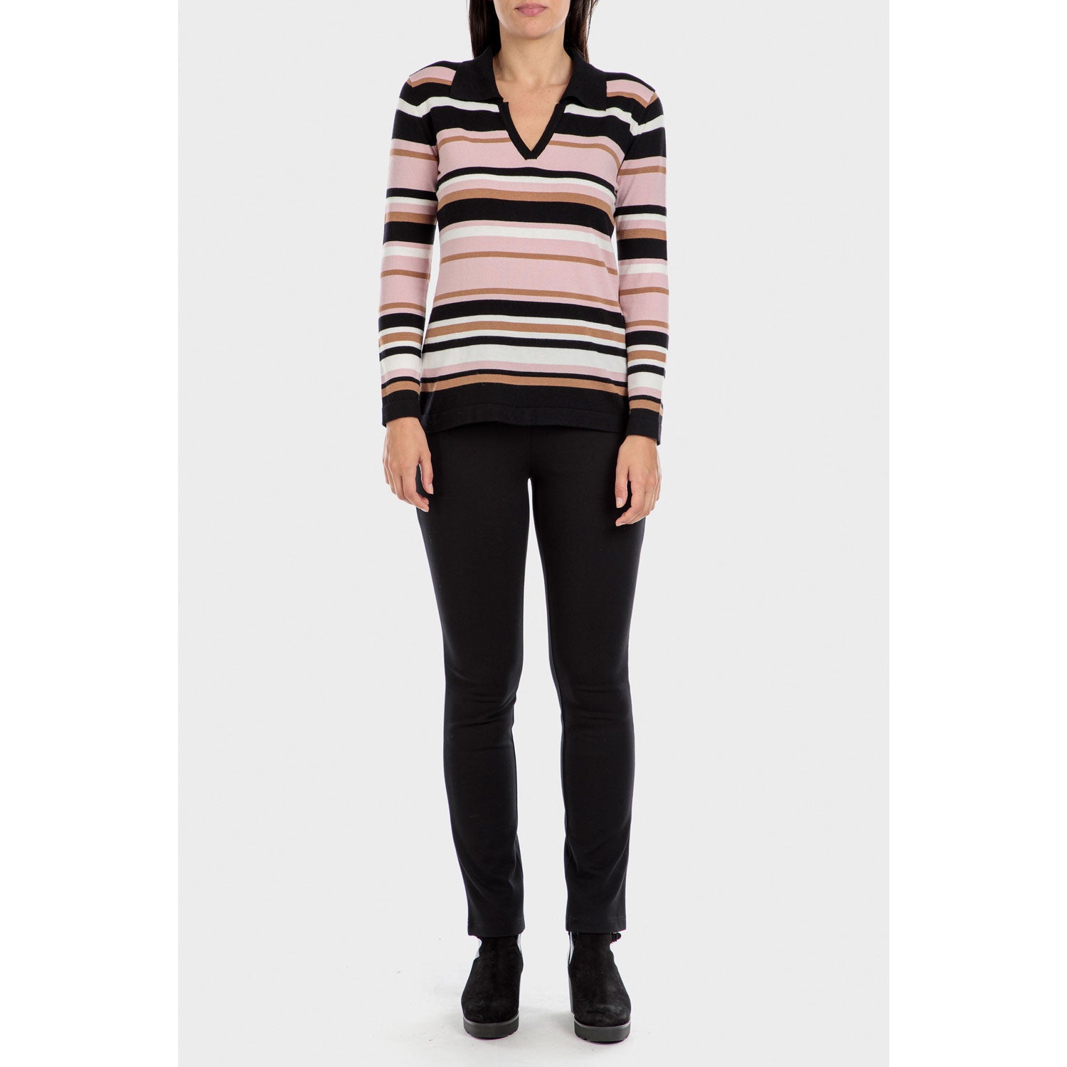 Punt Roma Multi-Coloured Striped Sweater - Black 3 Shaws Department Stores