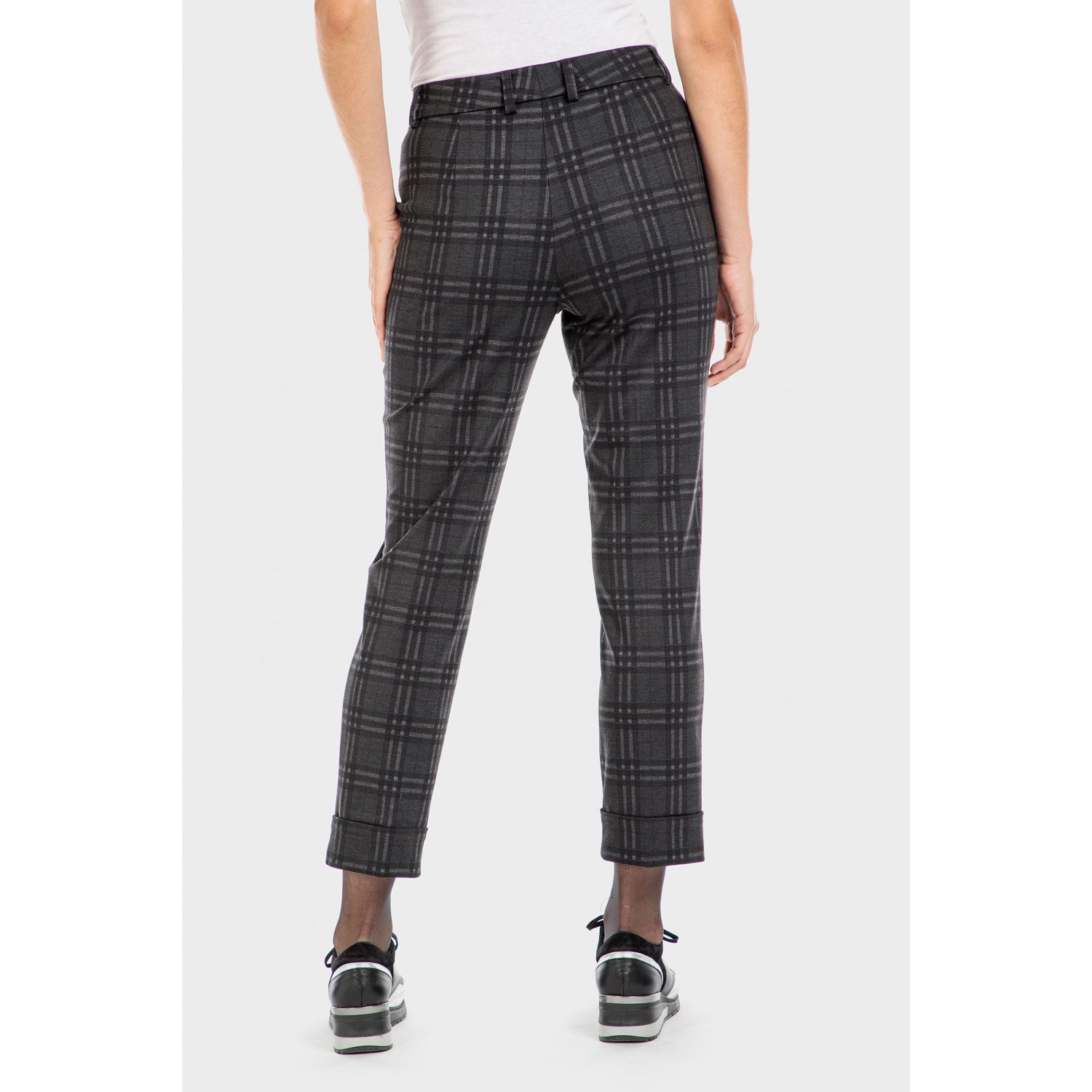 Punt Roma Checked Trousers - Grey Dark 2 Shaws Department Stores