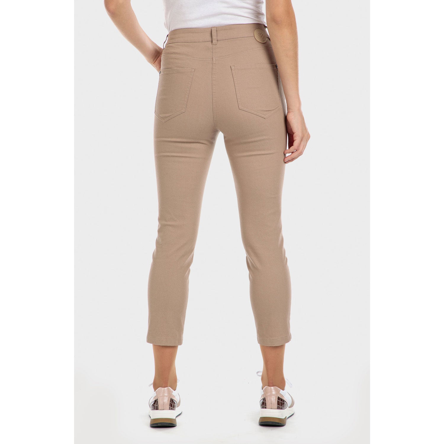 Punt Roma Cotton Capri Trousers - Brown Mink 2 Shaws Department Stores