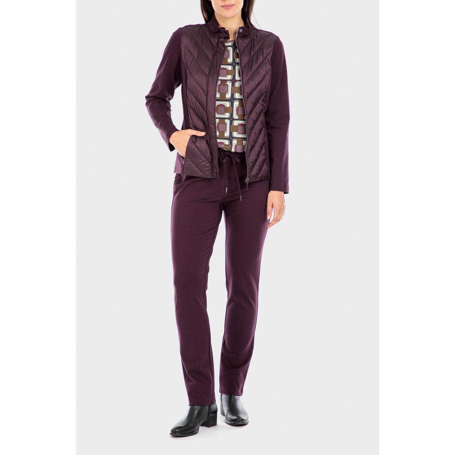 Punt Roma Drawstring Trousers - Purple Aubergine 3 Shaws Department Stores