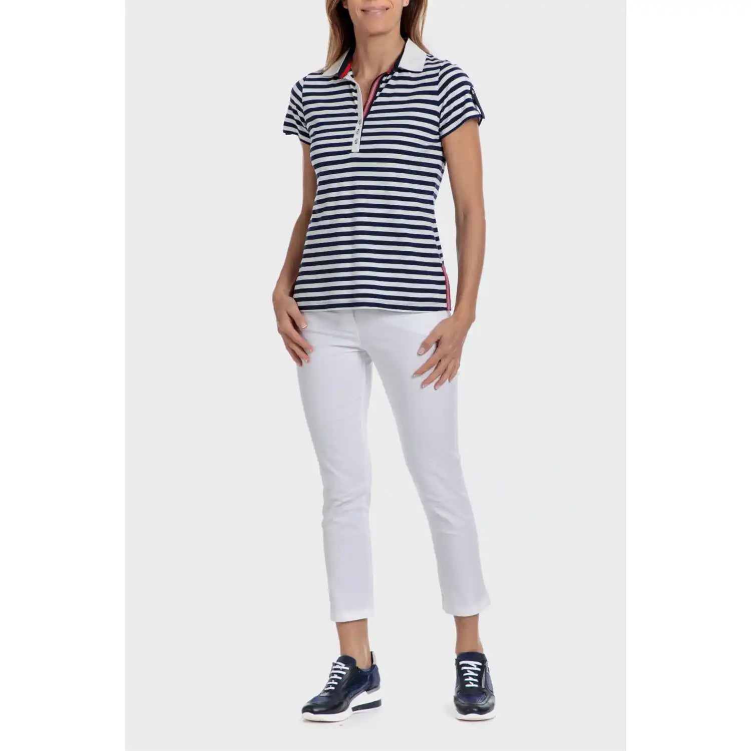 Punt Roma Striped Polo - Blue / Navy 1 Shaws Department Stores