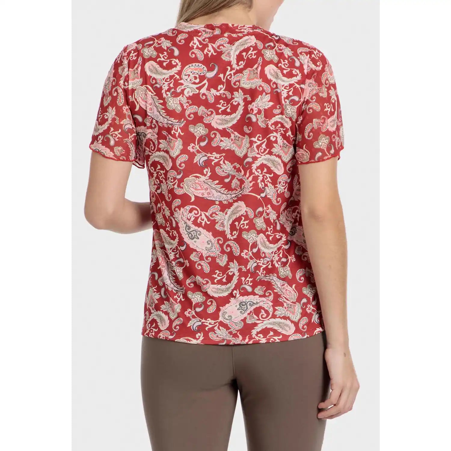 Punt Roma Cashmere Print T-Shirt - Red 2 Shaws Department Stores
