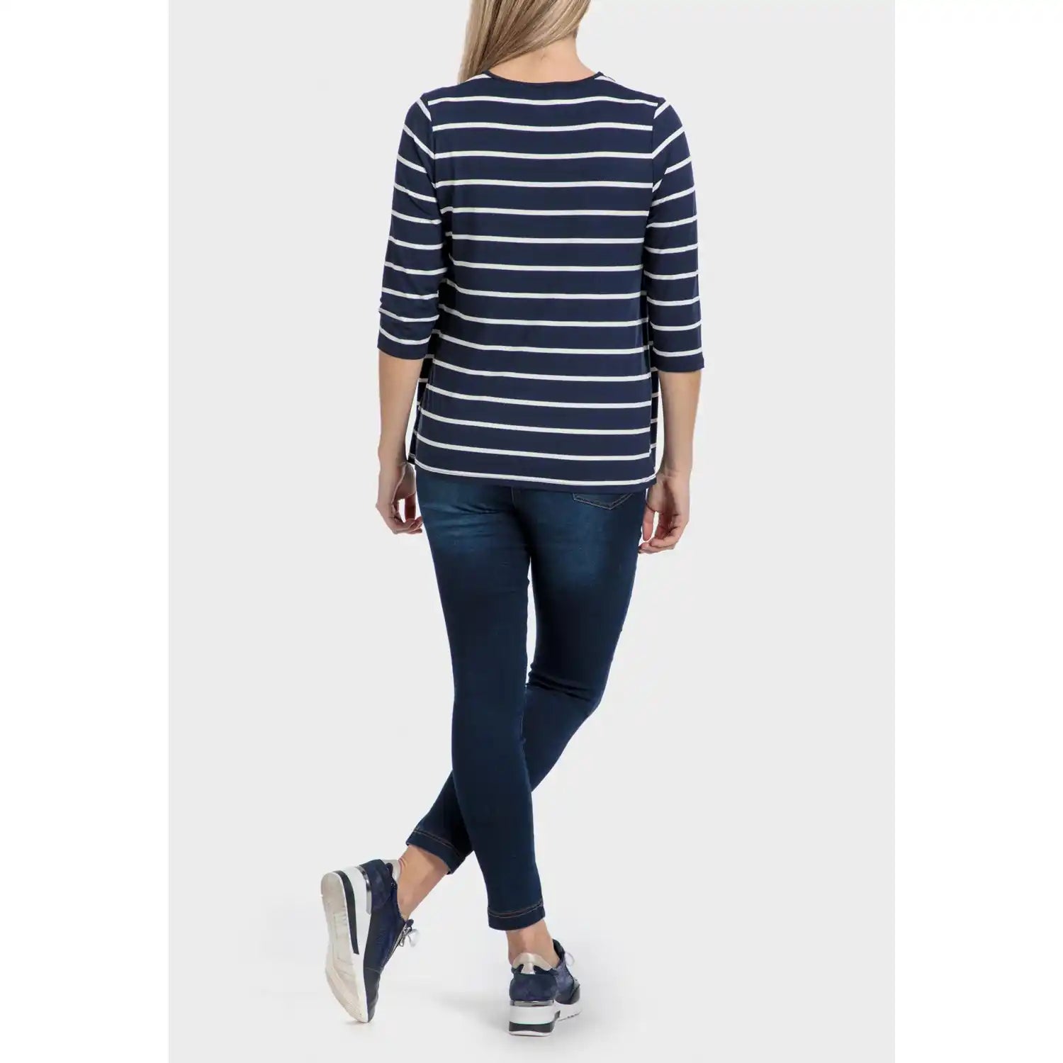 Punt Roma Striped Faux Twinset - Blue / Navy 4 Shaws Department Stores