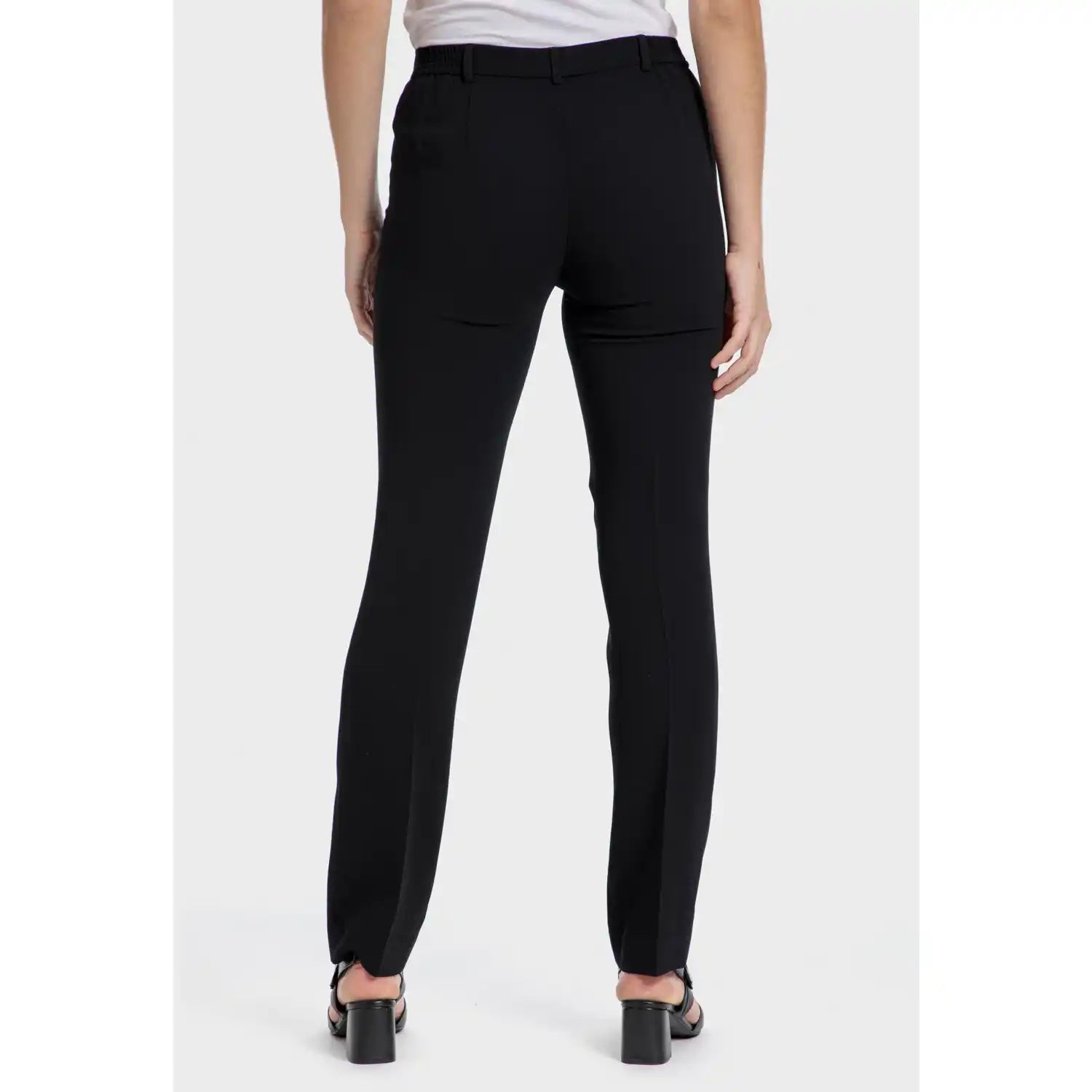 Punt Roma Crepe Trousers With Elastic - Black 4 Shaws Department Stores
