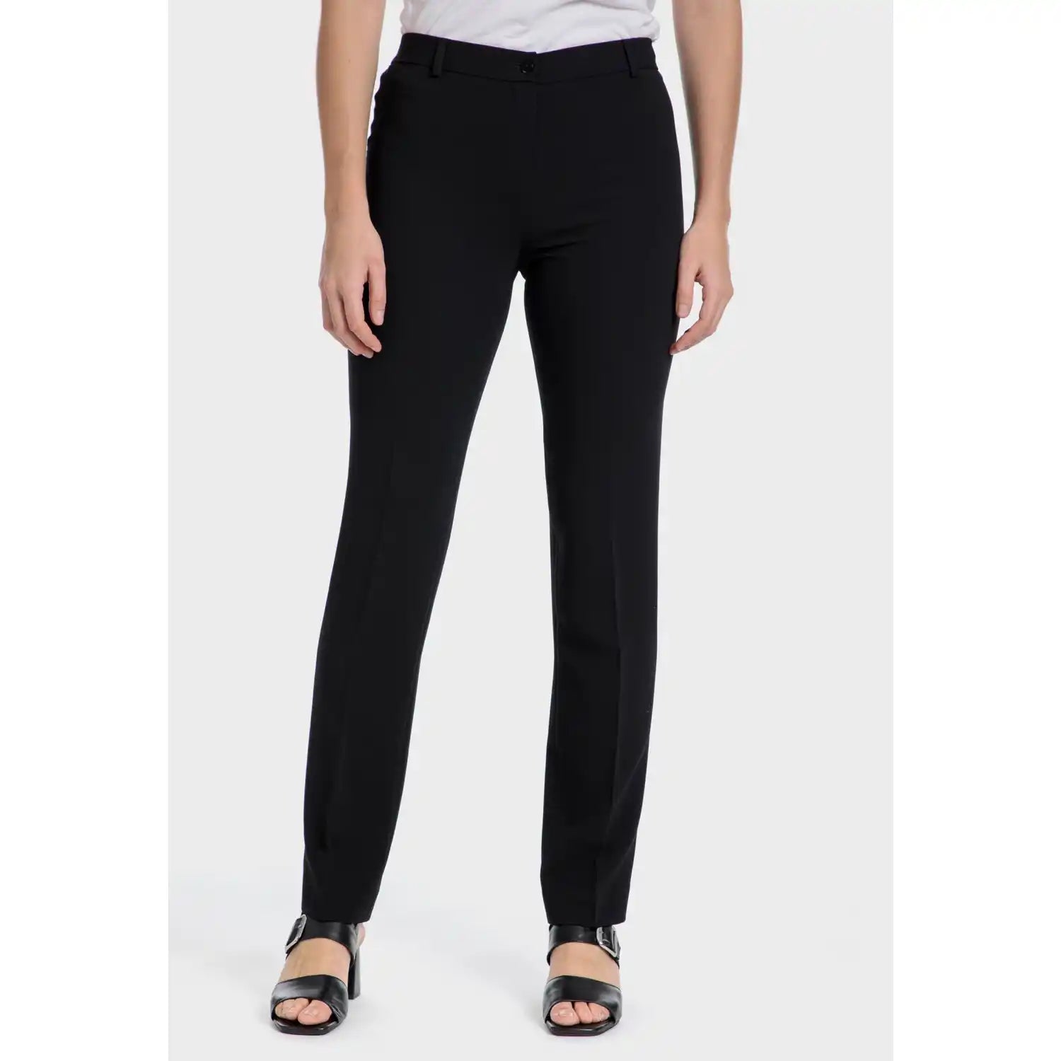 Punt Roma Crepe Trousers With Elastic - Black 3 Shaws Department Stores