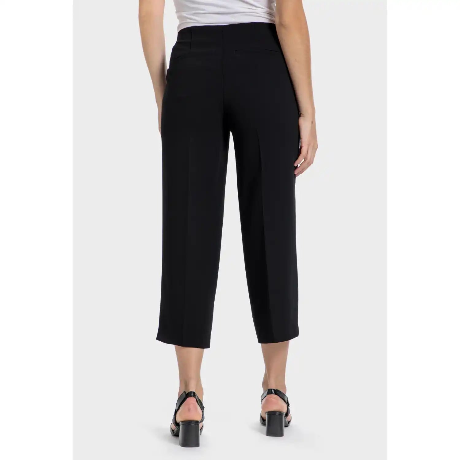 Wide Crepe Trousers - Black