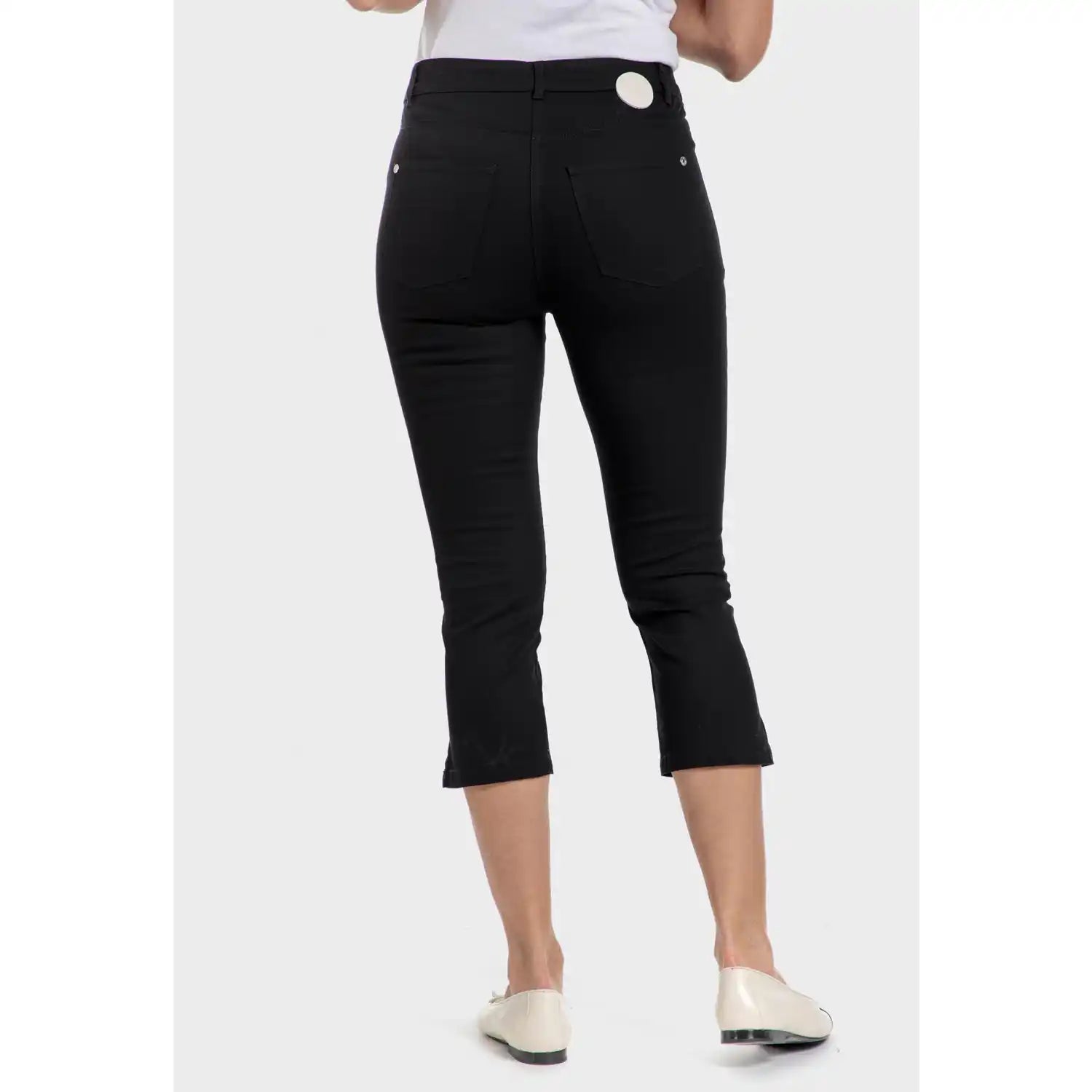 Punt Roma Cotton Crop Trousers - Black 2 Shaws Department Stores