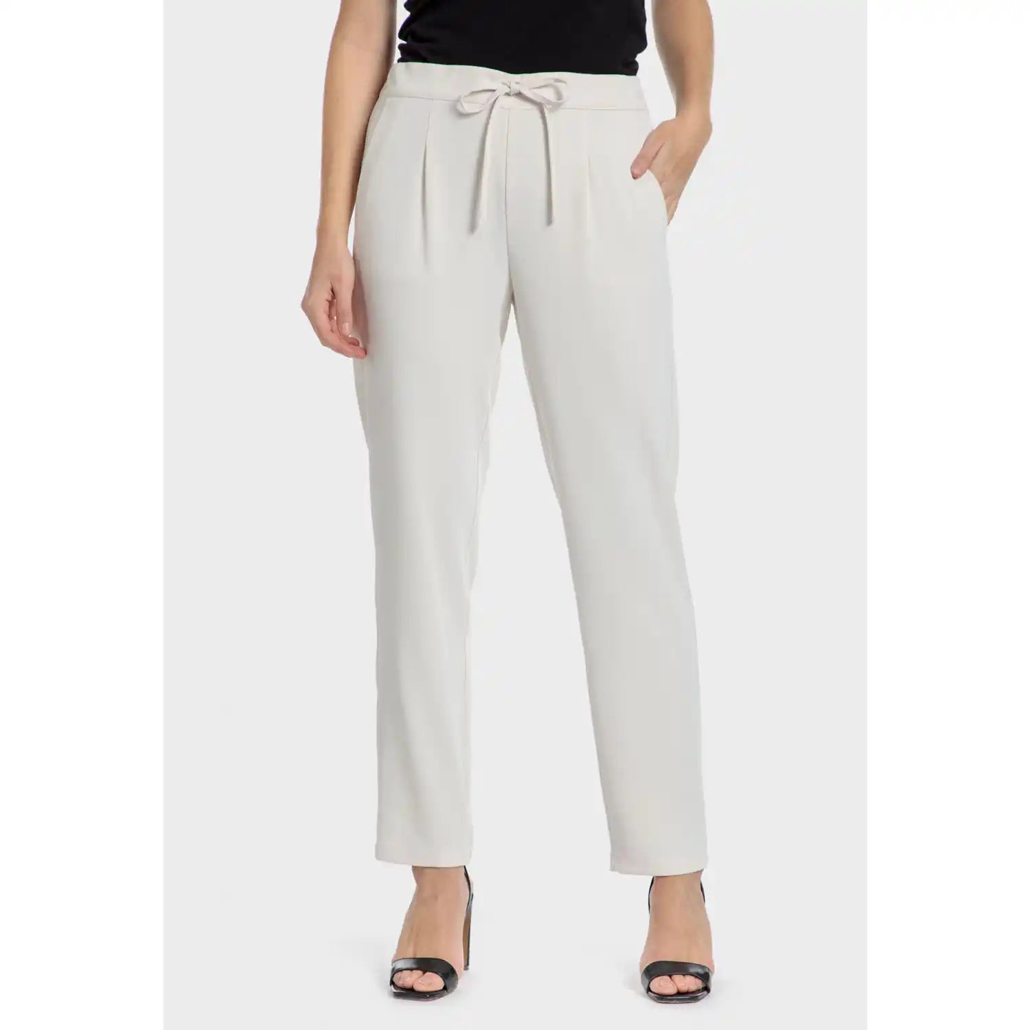 Punt Roma Crepe Trousers - White 1 Shaws Department Stores