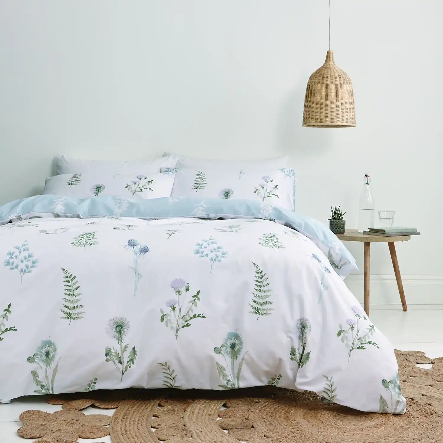  Bianca Meadow Flowers Egyptian Cotton Double Duvet Cover Set with Pillowcases White 1 Shaws Department Stores