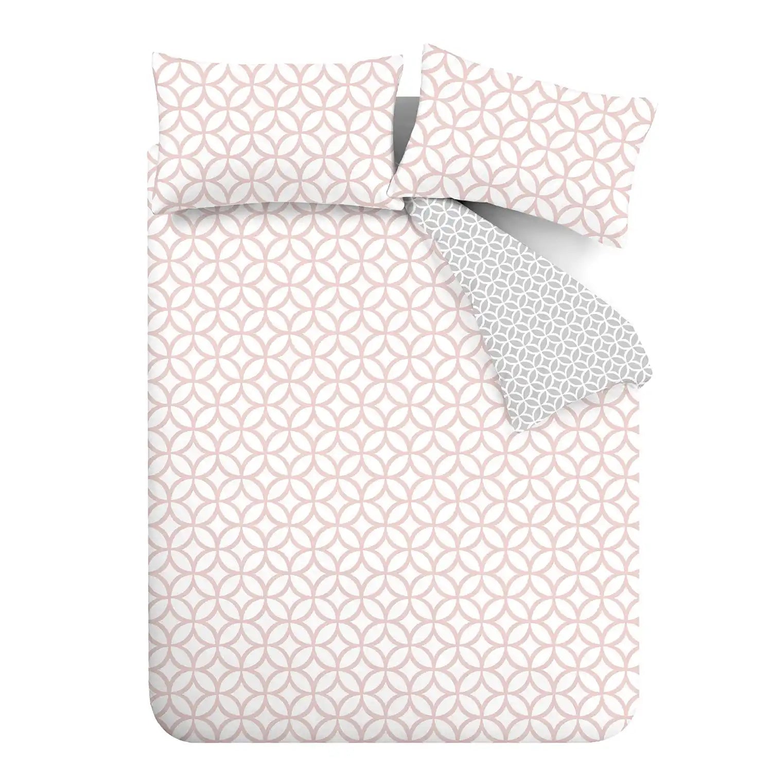  Catherine Lansfield Geo Trellis Duvet Cover Set with Pillowcases - Pink 5 Shaws Department Stores
