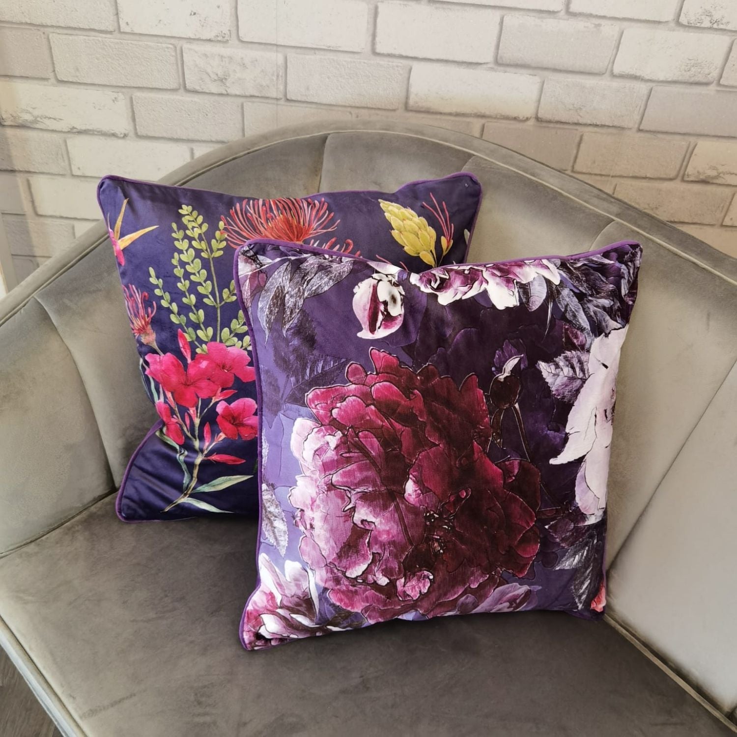 The Home Living Room Printed Piped Cushion - 18x18&