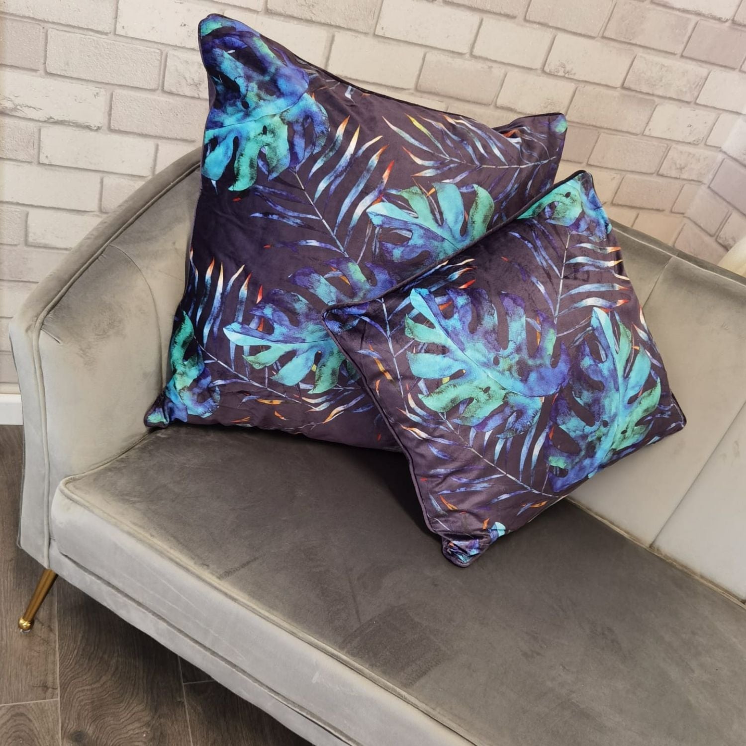 The Home Living Room Printed Piped Cushion Cover - 24x24&
