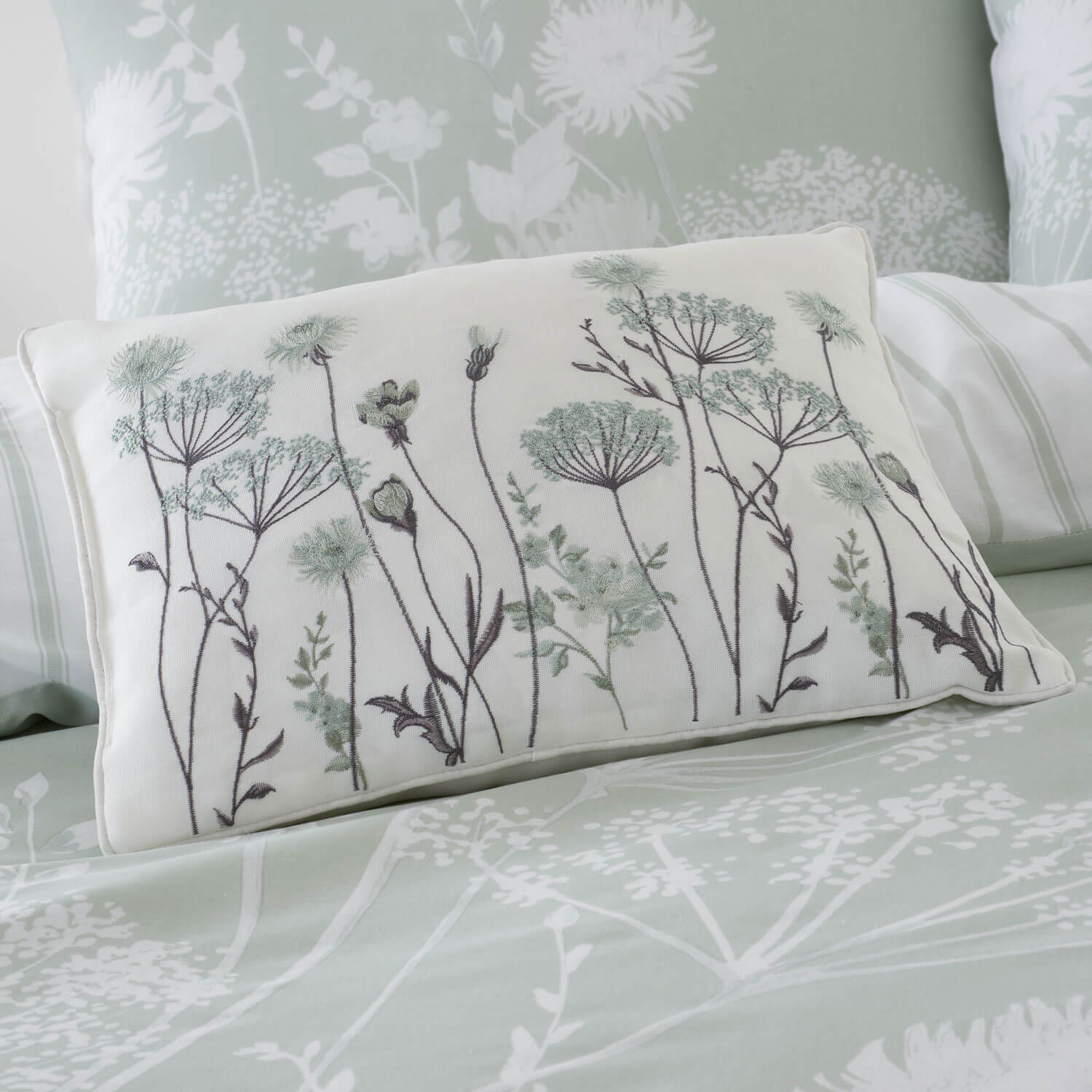  The Home Collection Meadowsweet Floral Duvet Cover Set - White/Green 3 Shaws Department Stores