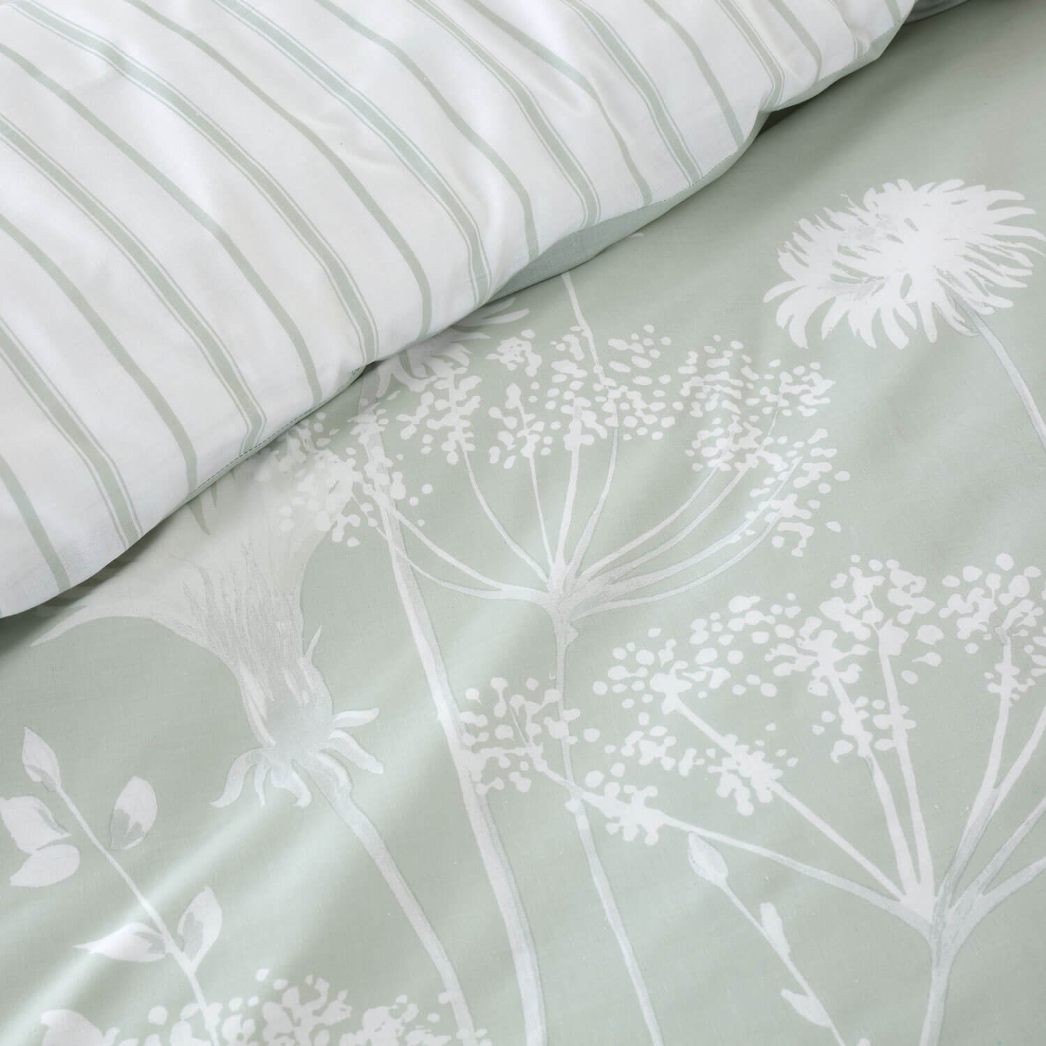  The Home Collection Meadowsweet Floral Duvet Cover Set - White/Green 2 Shaws Department Stores