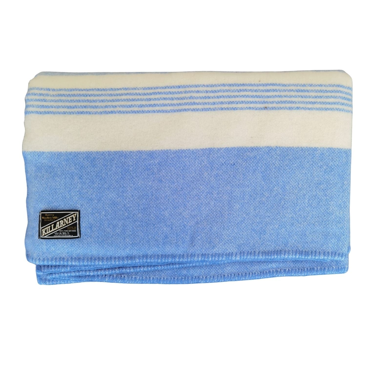 Kerry Woollen Mills 100% Pure Wool Blanket - White / Blue 1 Shaws Department Stores