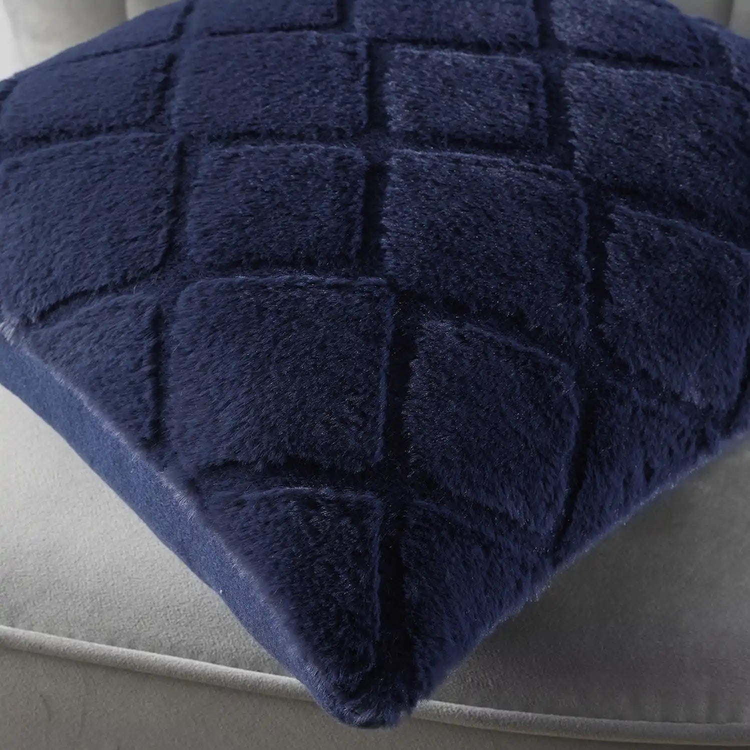 Catherine Lansfield Cosy Diamond Cushion X43 - Navy 3 Shaws Department Stores