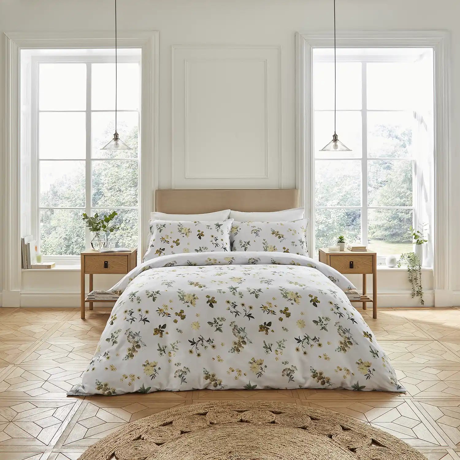  Dorma 300 Thread Count Pure Cotton Sateen Tabitha Floral Duvet Cover - White/Floral 2 Shaws Department Stores