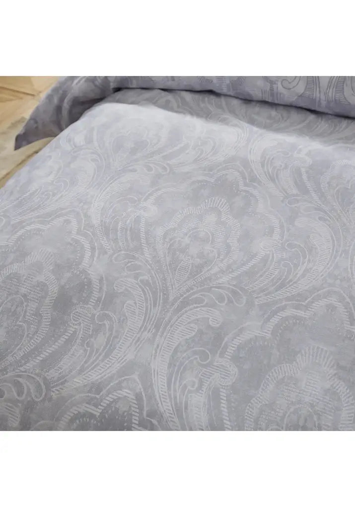  Dorma 300 Thread Count Pure Cotton Sateen Aurelia Damask Duvet Cover - Grey/White 3 Shaws Department Stores