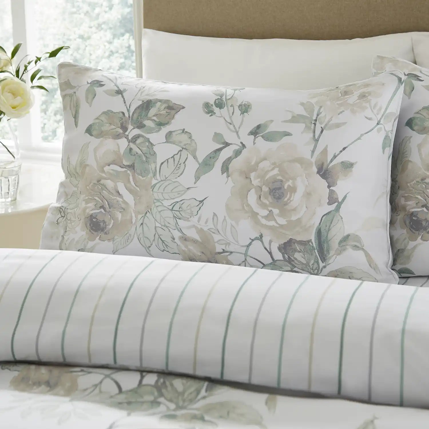 Dorma Ellesa Floral Pillowcase - Natural/Floral - Housewife Style 1 Shaws Department Stores