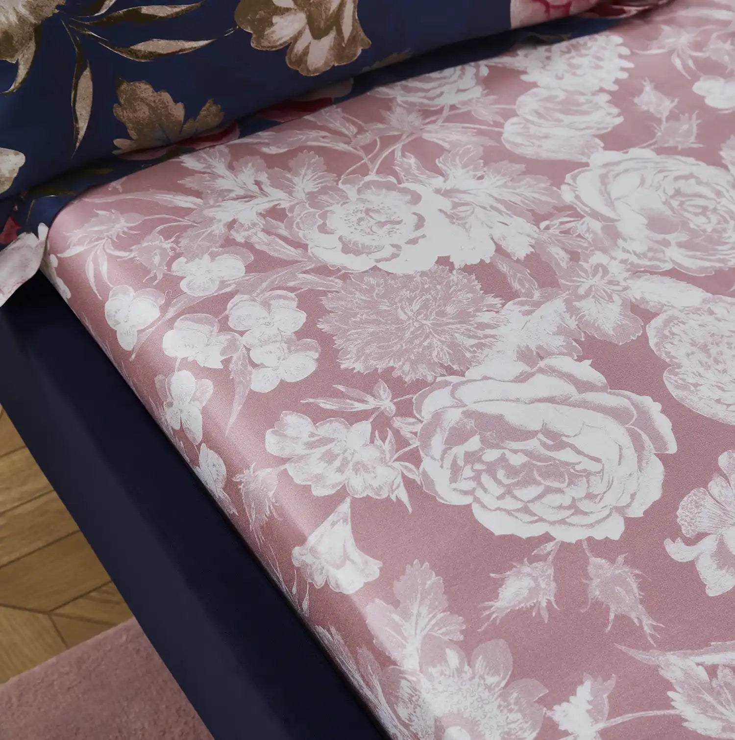 Dorma Constance Floral 100% Cotton Fitted Sheet - Navy floral 1 Shaws Department Stores