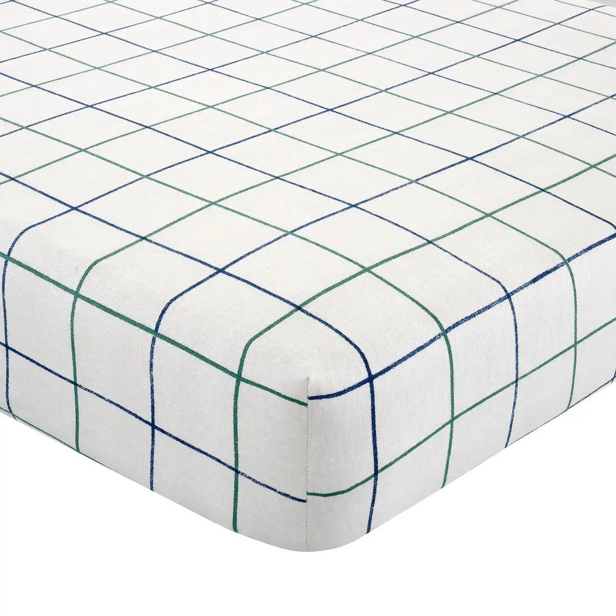 Brushed Check Fitted Sheet 30cm Depth - Navy