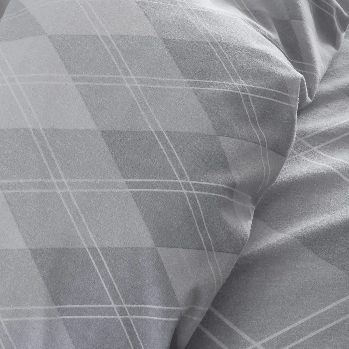 Brushed Argyle Duvet Cover Set - Grey