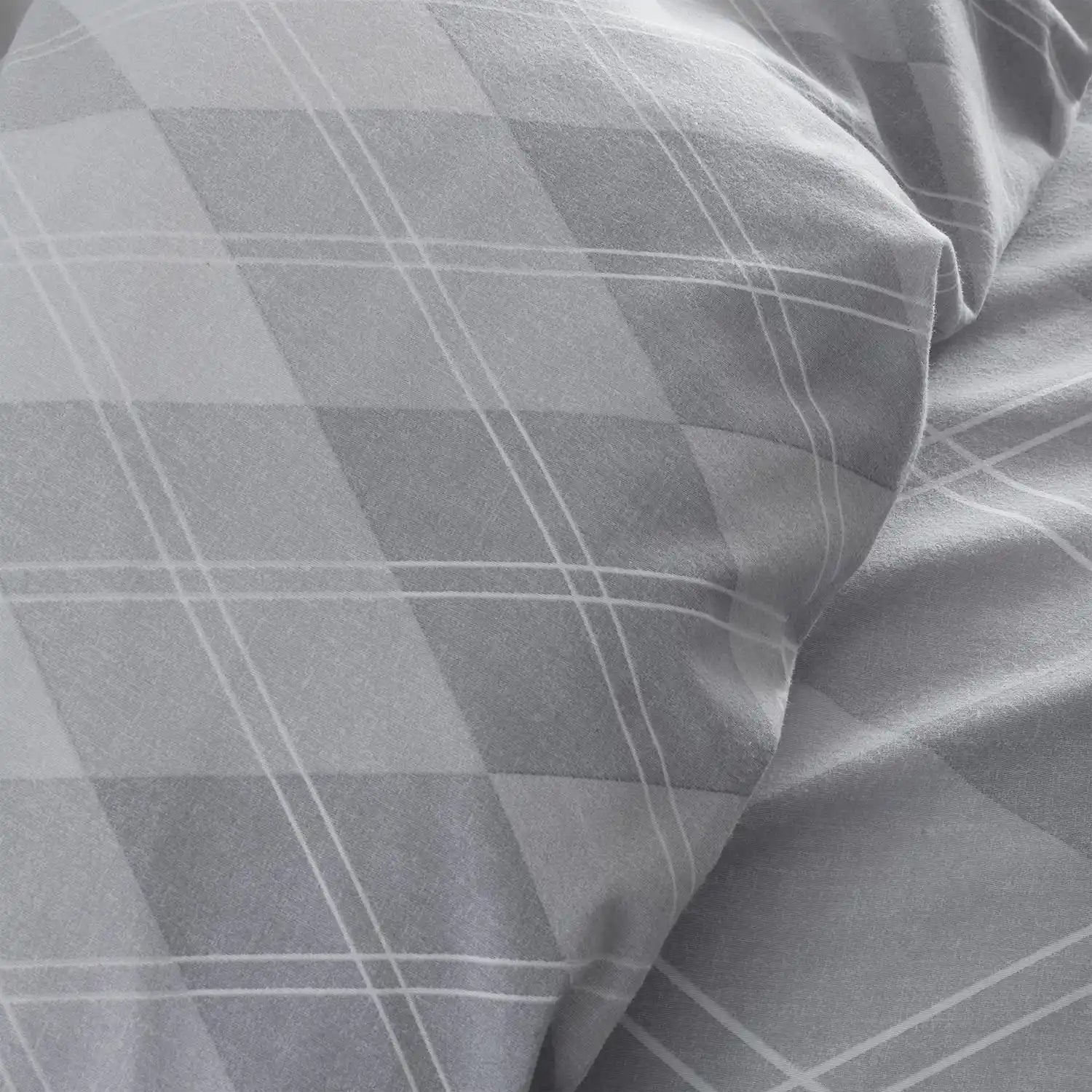  Catherine Lansfield Brushed Argyle Duvet Cover Set - Grey 5 Shaws Department Stores