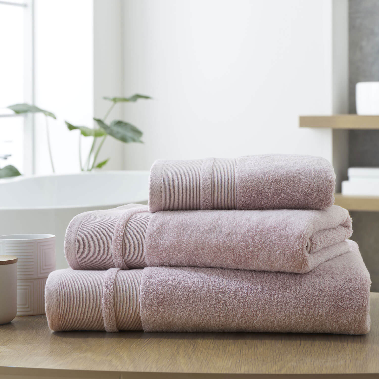 Dorma Zero Twist Cotton Modal Towel - Blush 1 Shaws Department Stores