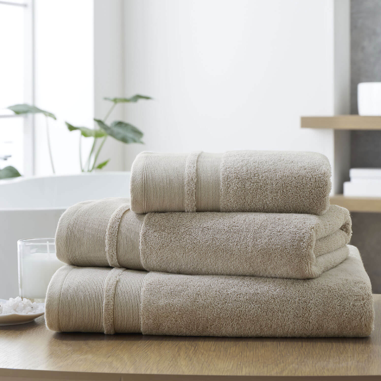 Dorma Zero Twist Cotton Modal Towel - Sand 1 Shaws Department Stores