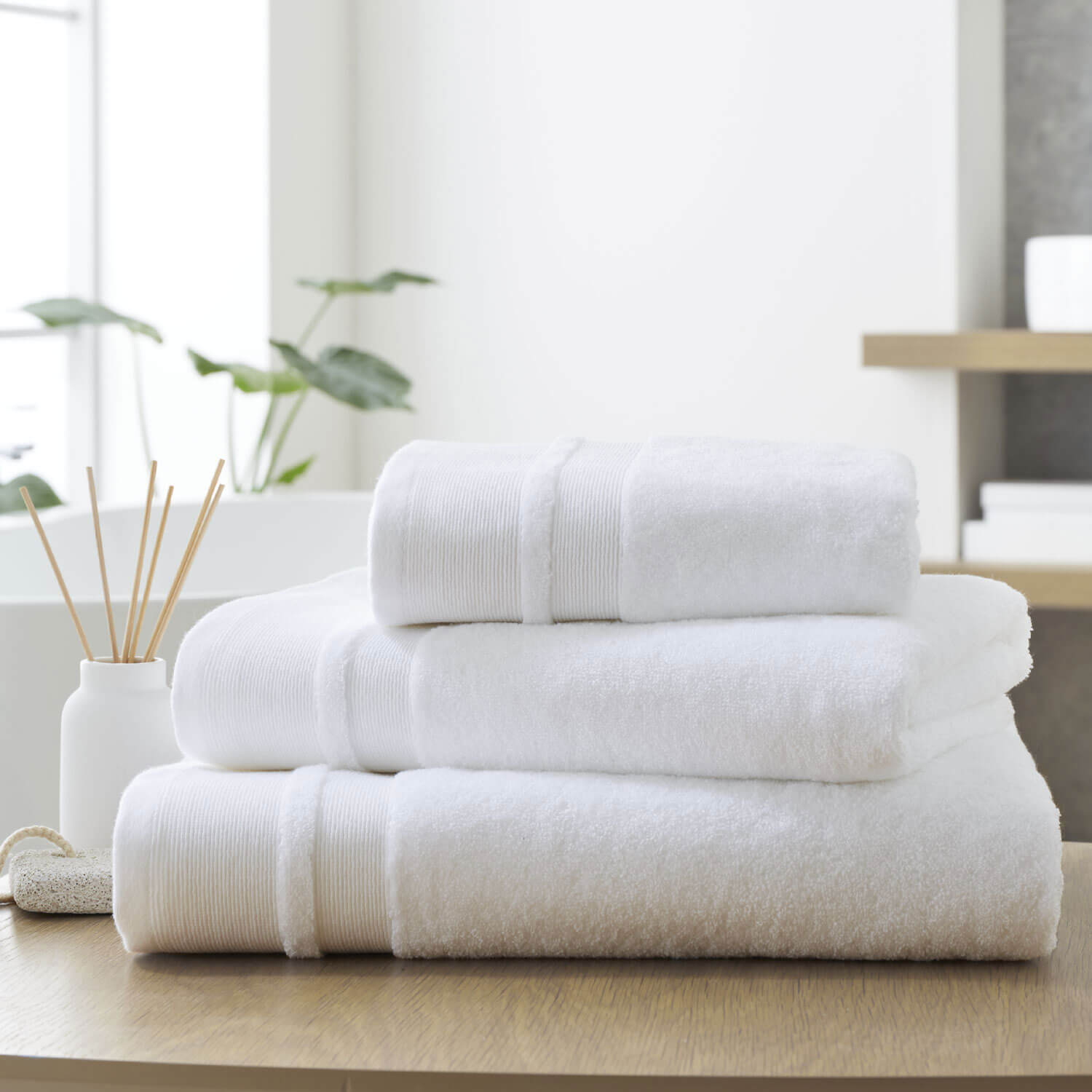 Dorma Zero Twist Cotton Modal Towel - White 1 Shaws Department Stores