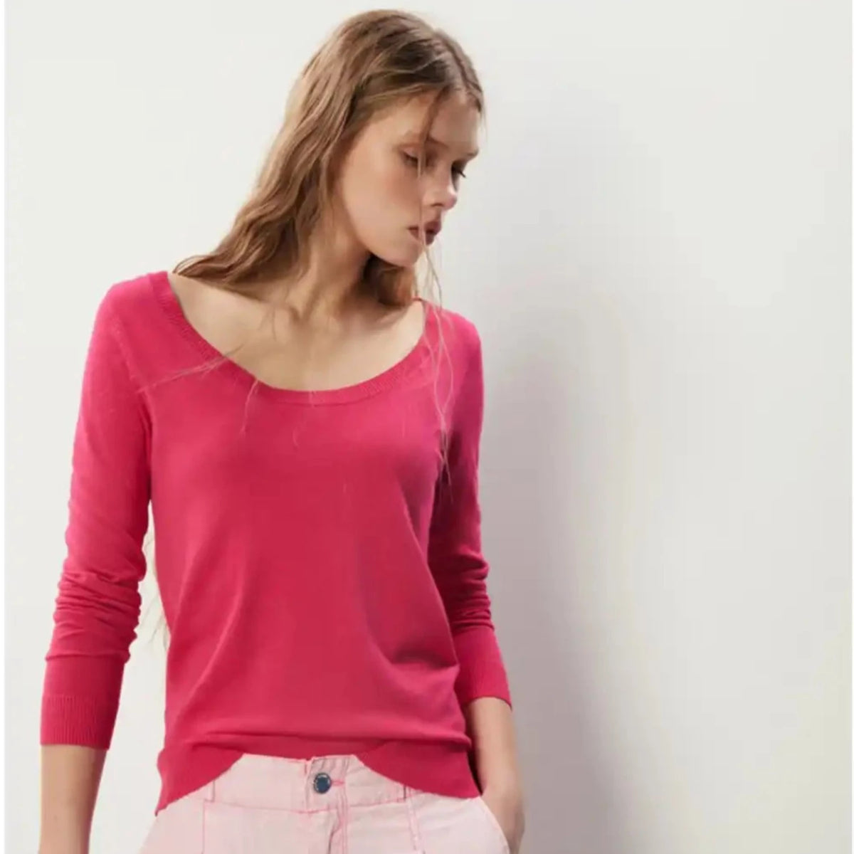 Round-neck Sweater - Pink