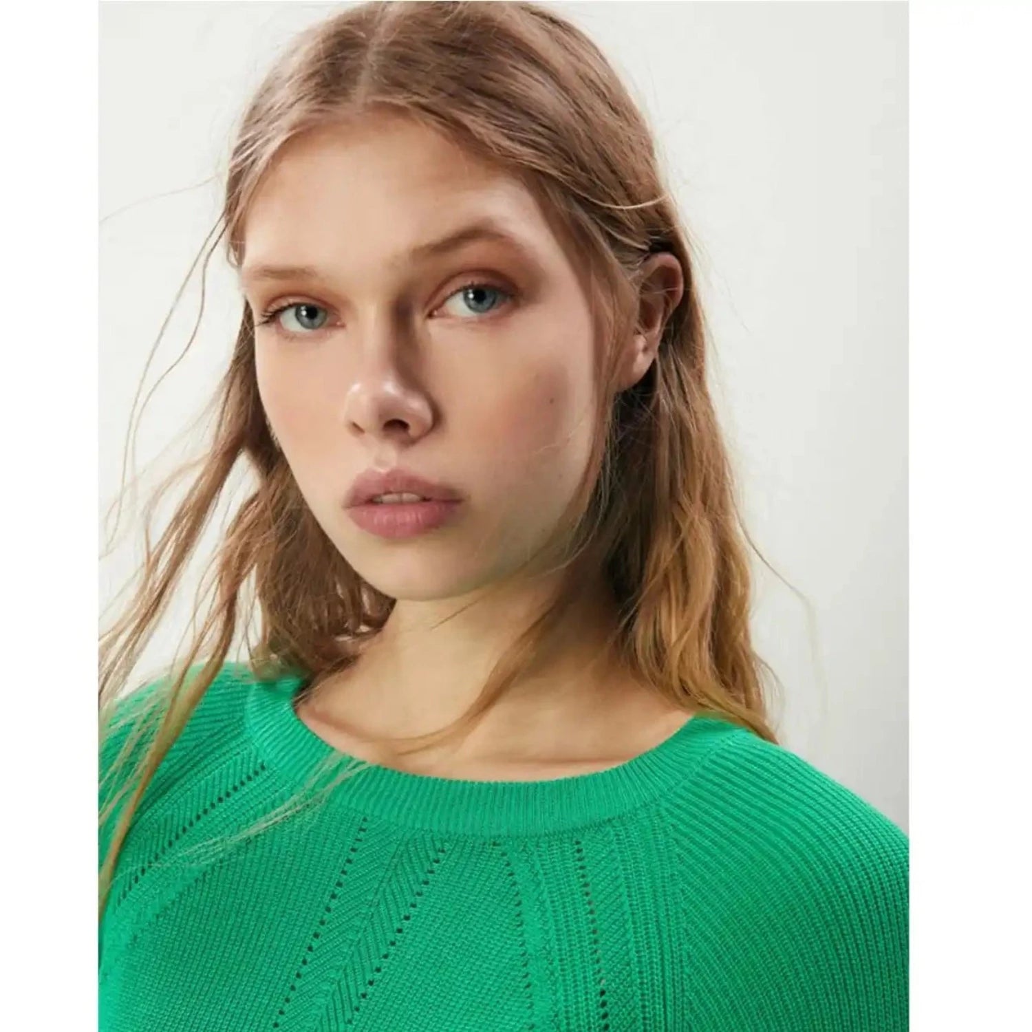 Sfera Open-knit Sweater - Green 2 Shaws Department Stores