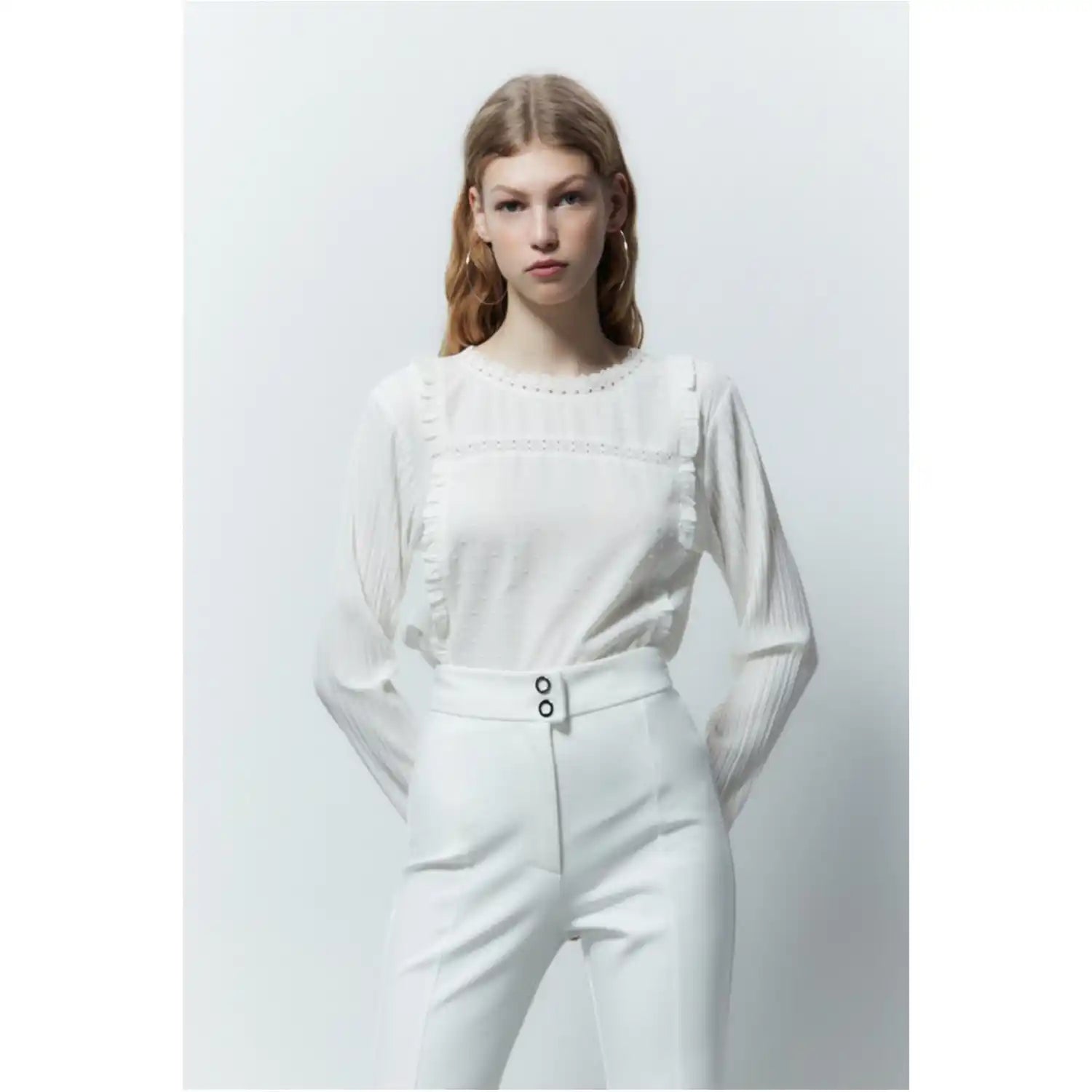 Sfera Pleated top with embroidery 2 Shaws Department Stores