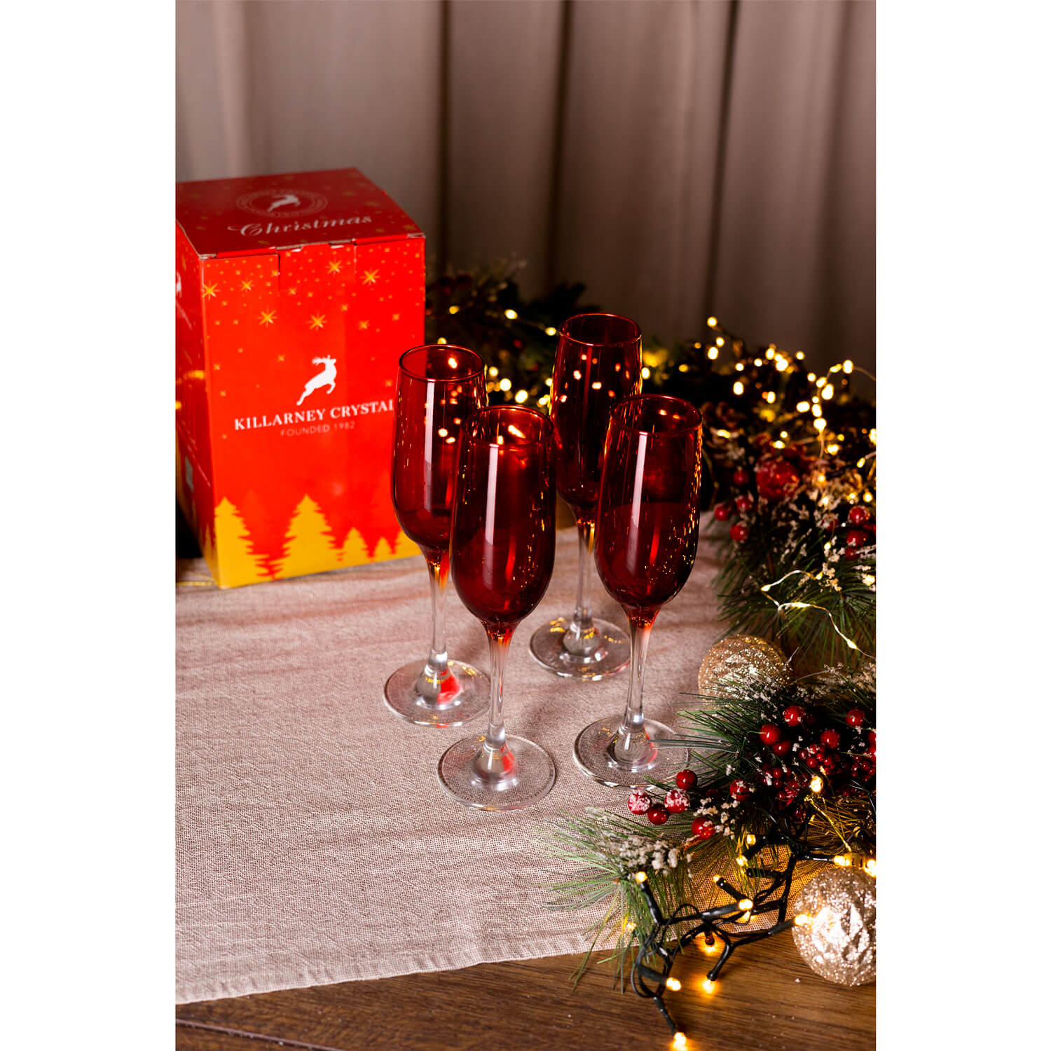 Killarney Crystal Red Champagne Glass Set of 4 2 Shaws Department Stores