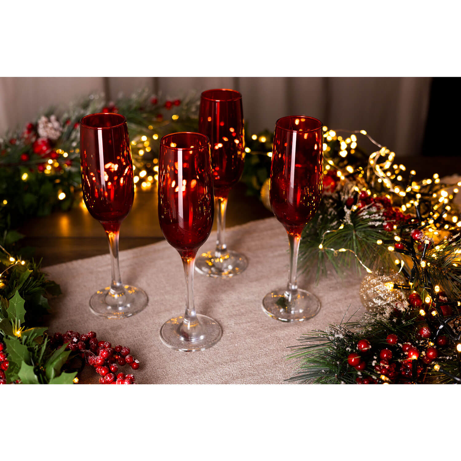 Killarney Crystal Red Champagne Glass Set of 4 6 Shaws Department Stores