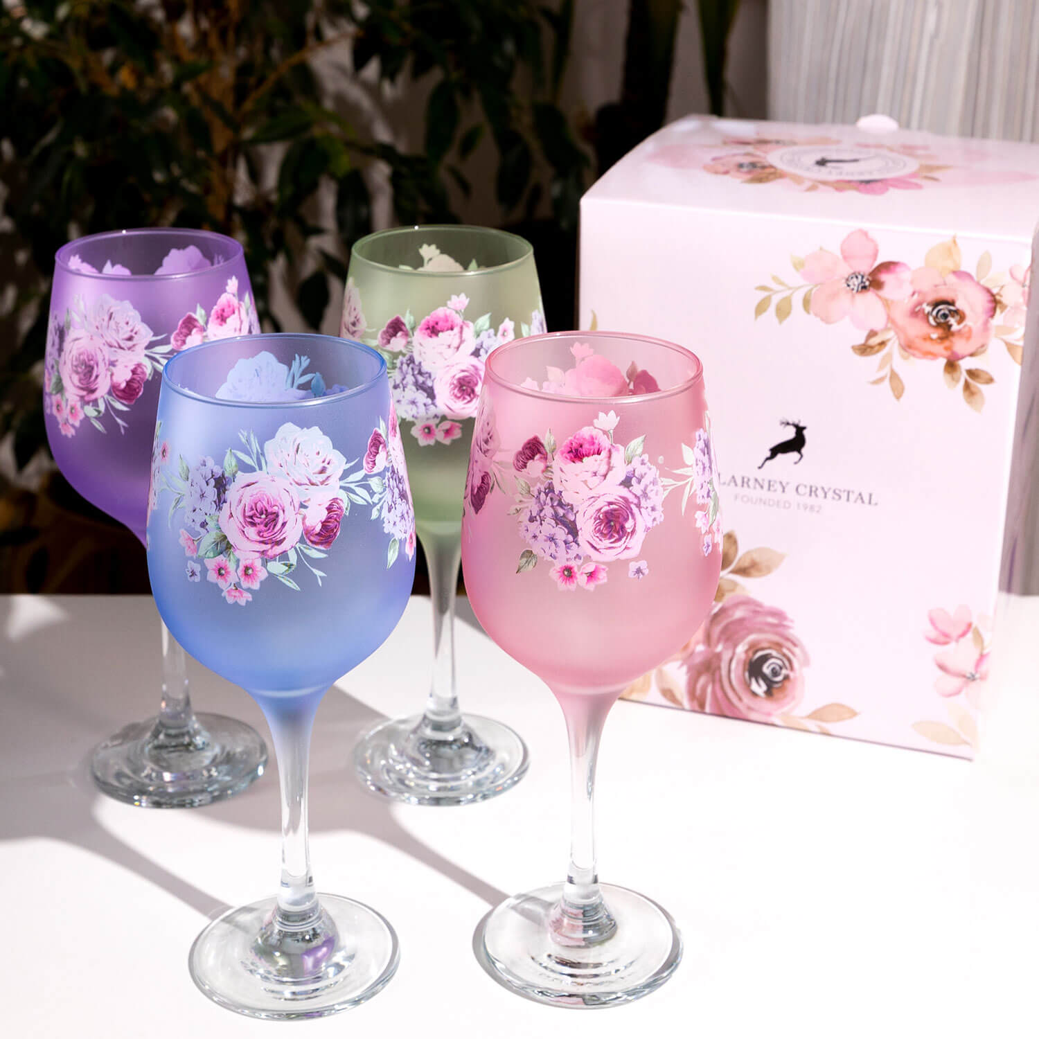 Killarney Crystal Floral Wine Glasses Set of 4 3 Shaws Department Stores
