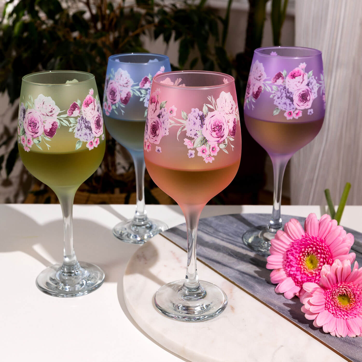Killarney Crystal Floral Wine Glasses Set of 4 4 Shaws Department Stores