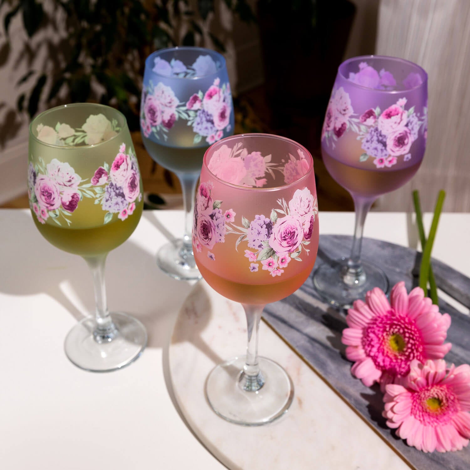 Killarney Crystal Floral Wine Glasses Set of 4 5 Shaws Department Stores