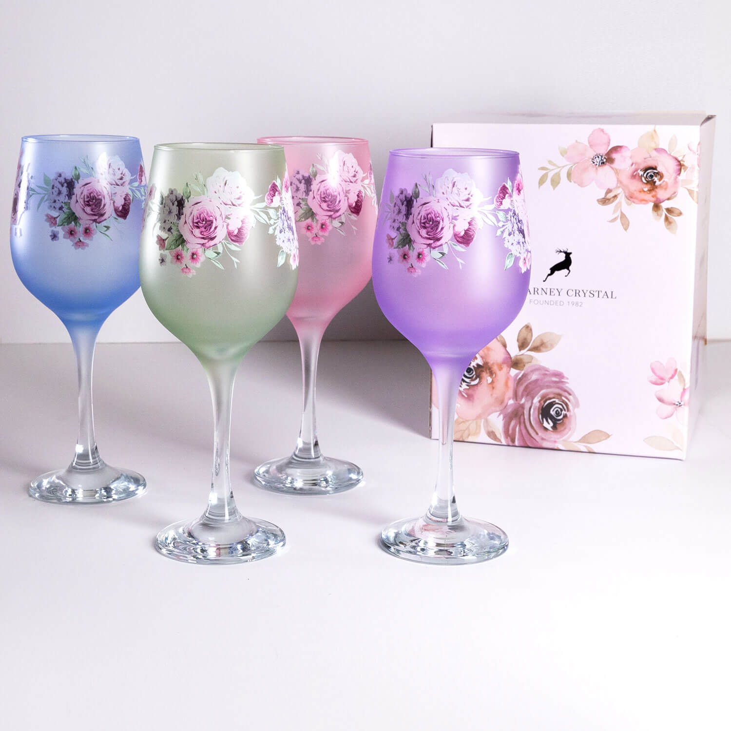 Killarney Crystal Floral Wine Glasses Set of 4 1 Shaws Department Stores