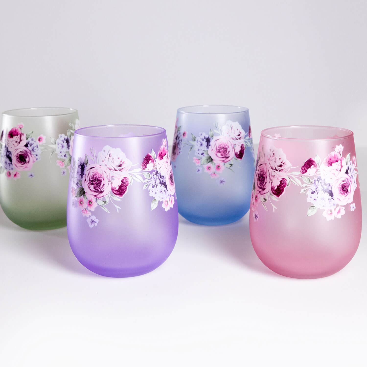 Killarney Crystal Floral Stemless Tumblers Set of 4 1 Shaws Department Stores
