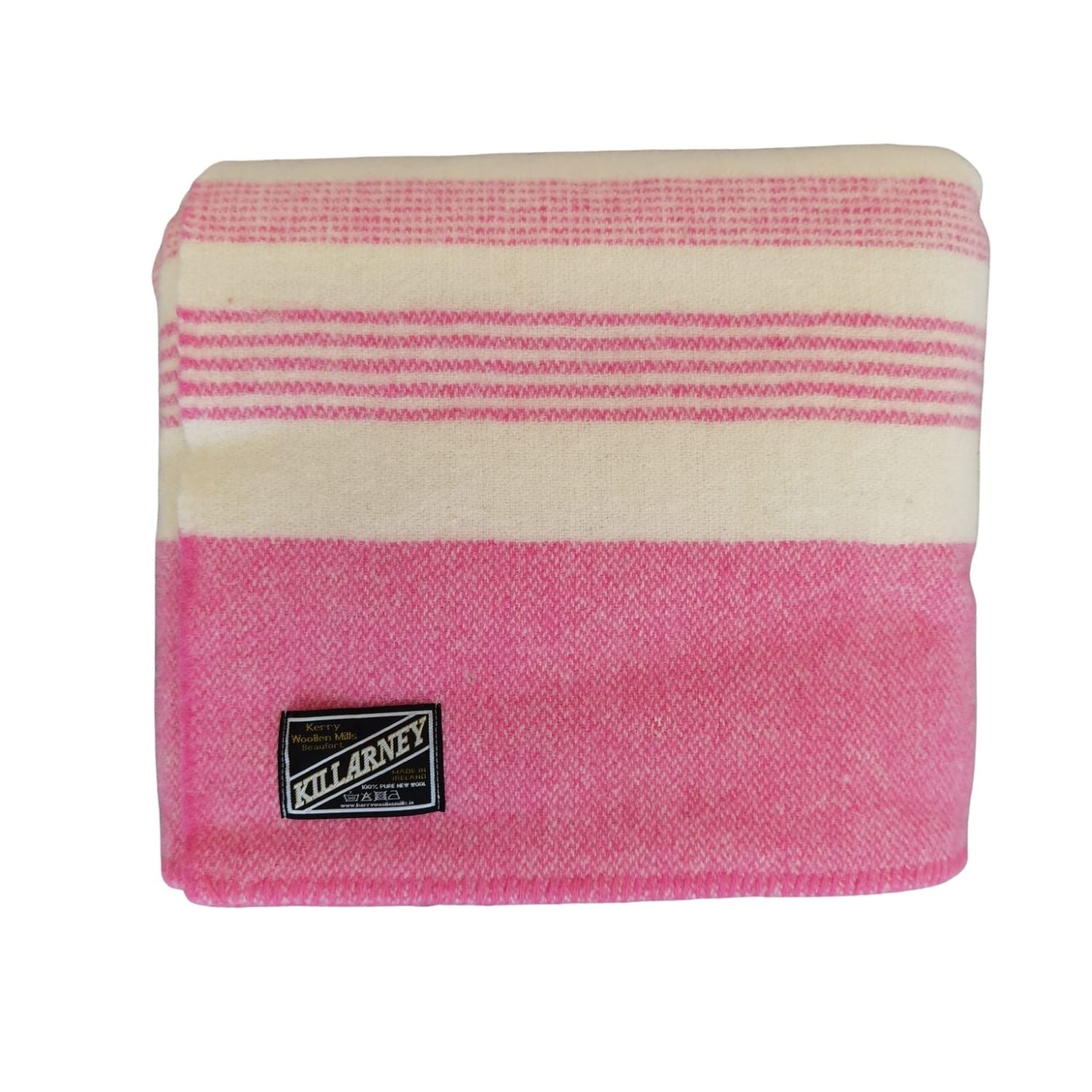 Kerry Woollen Mills 100% Pure Wool Blankets - White &amp; Pink 1 Shaws Department Stores