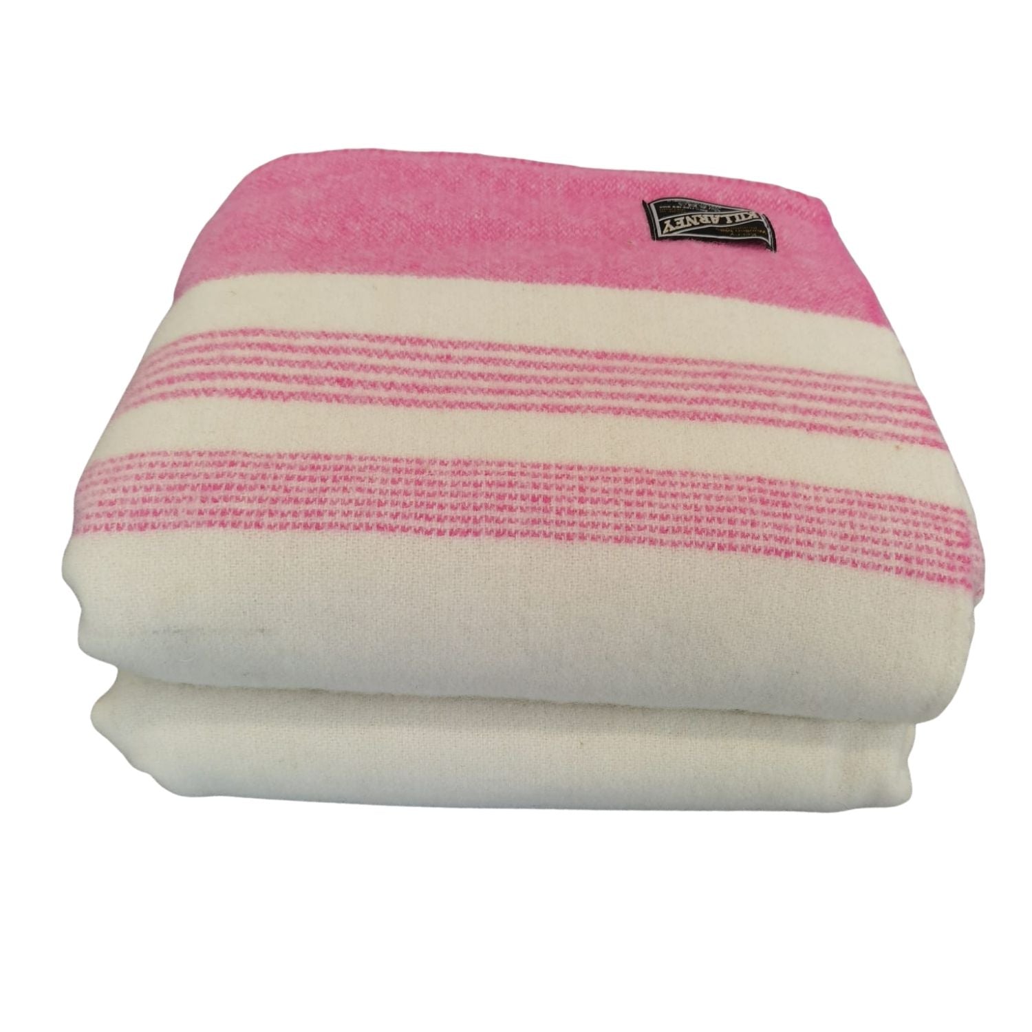 Kerry Woollen Mills 100% Pure Wool Blankets - White &amp; Pink 2 Shaws Department Stores
