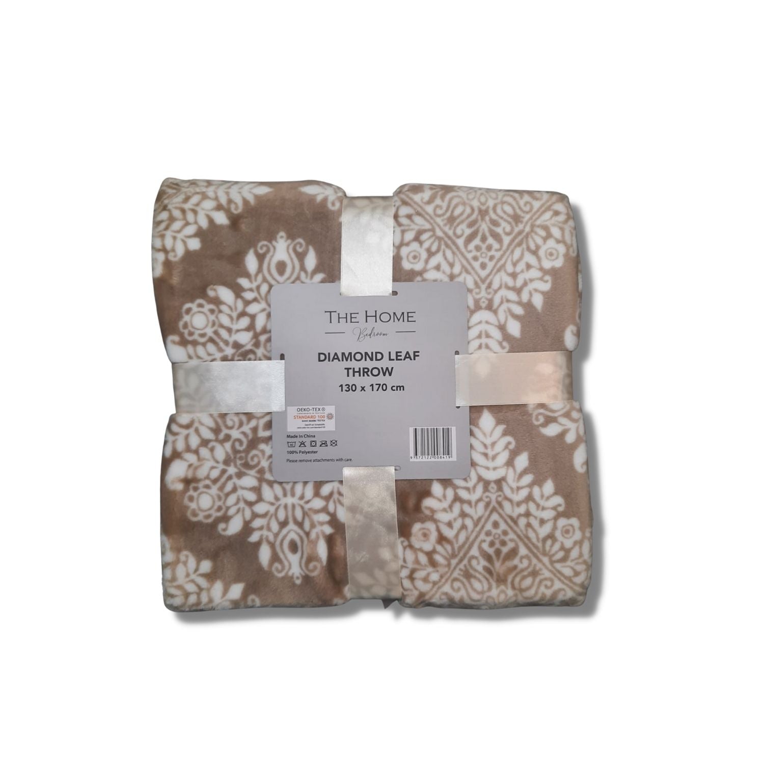 The Home Bedroom Diamond Leaf Blanket 130cm x 170cm - Beige 1 Shaws Department Stores