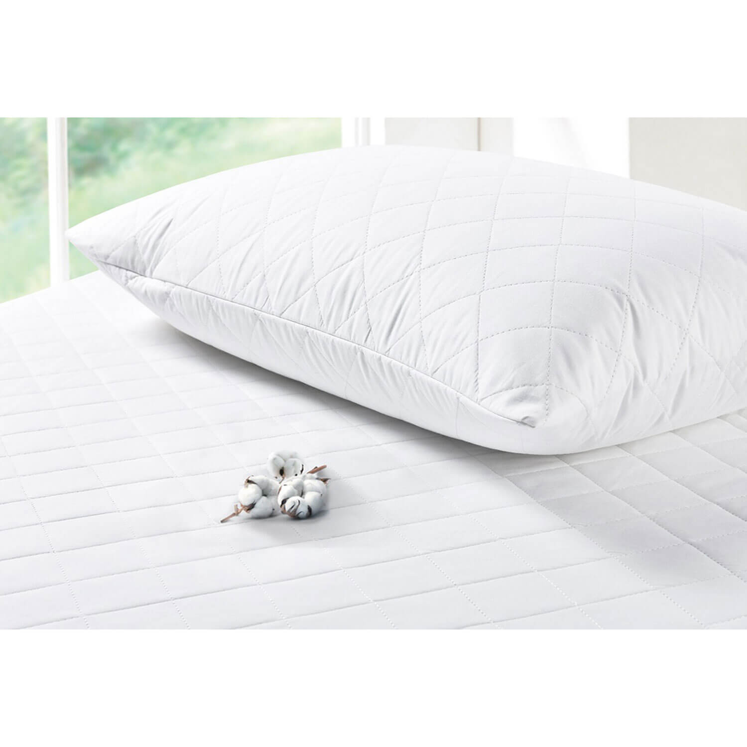 The Home Luxury Collection All Cotton Pillow Protector - White 2 Shaws Department Stores