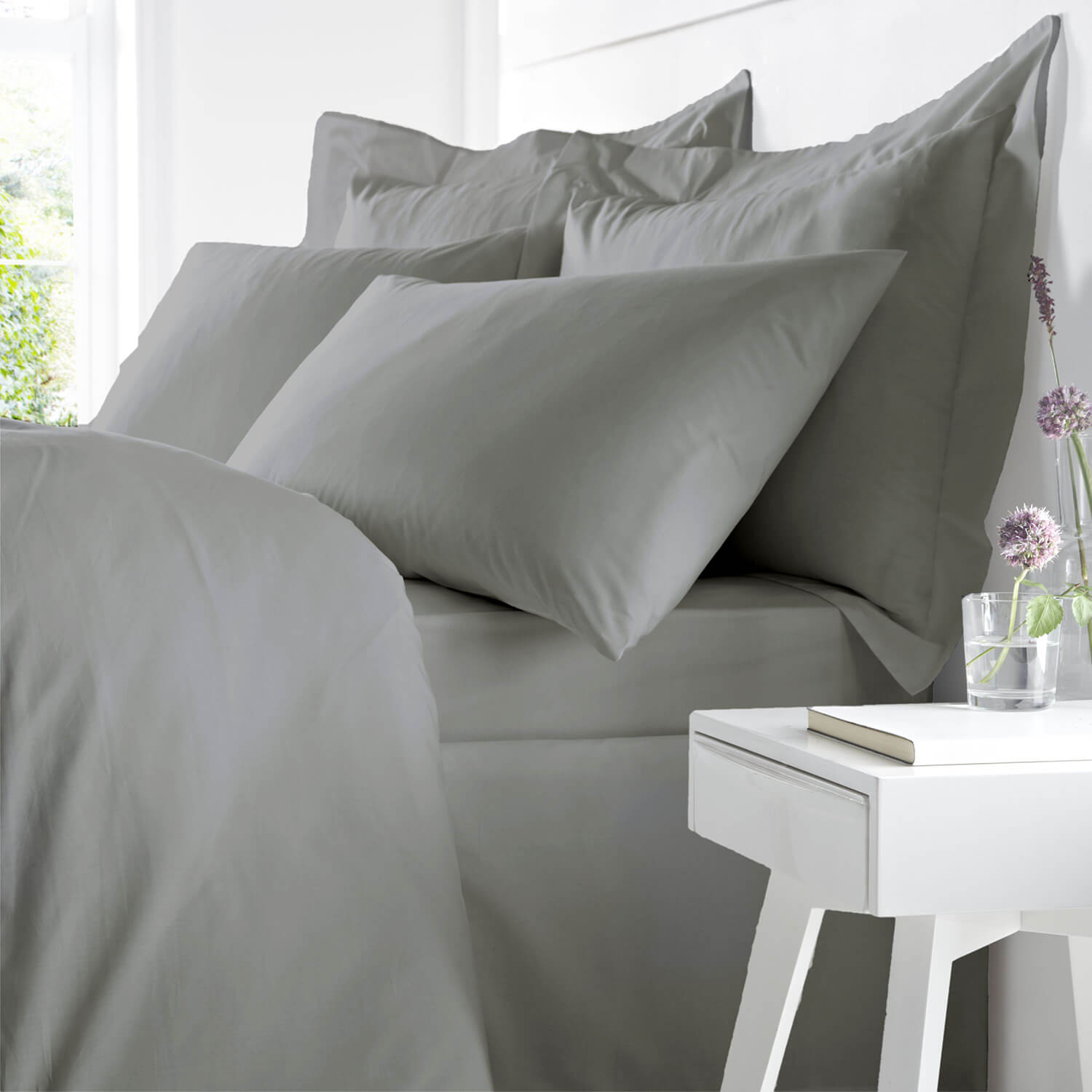Bianca Fine Linens 100% Cotton Egyptian Cotton Fitted Sheet - Charcoal 2 Shaws Department Stores