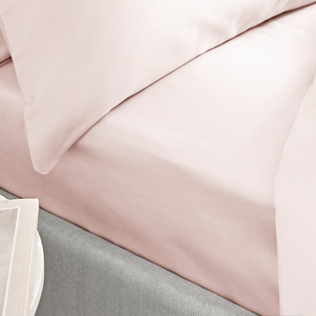 Bianca 100% Cotton 400 Thread Count Sateen Fitted Sheet - Blush 1 Shaws Department Stores