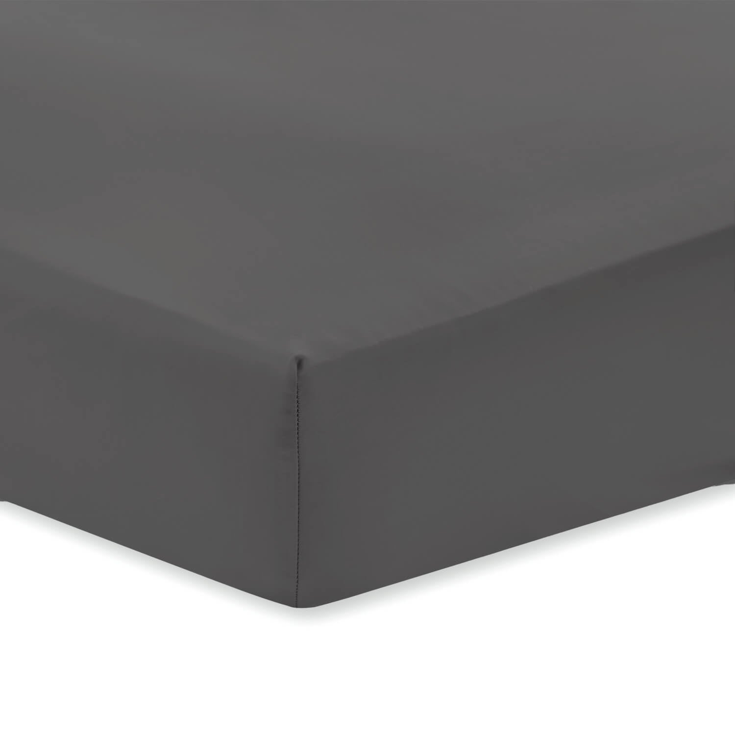 Bianca 100% Cotton 400 Thread Count Sateen Fitted Sheet - Charcoal 2 Shaws Department Stores