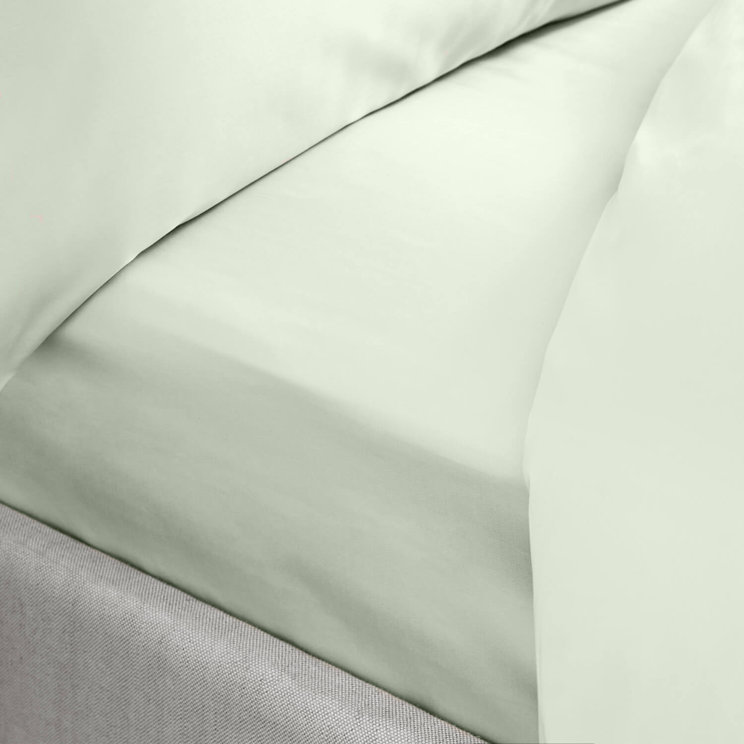 Bianca 100% Cotton 400 Thread Count Sateen Fitted Sheet - Green 1 Shaws Department Stores