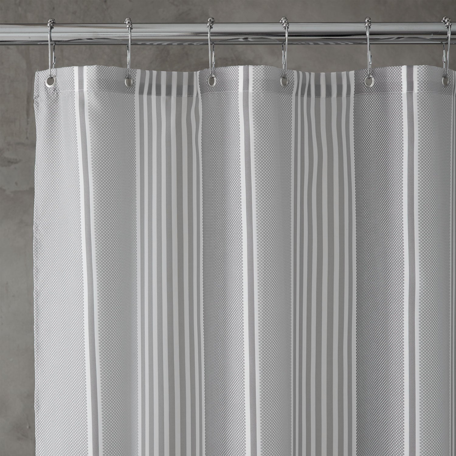 Catherine Lansfield Textured Stripe Shower Curtain - Silver 3 Shaws Department Stores
