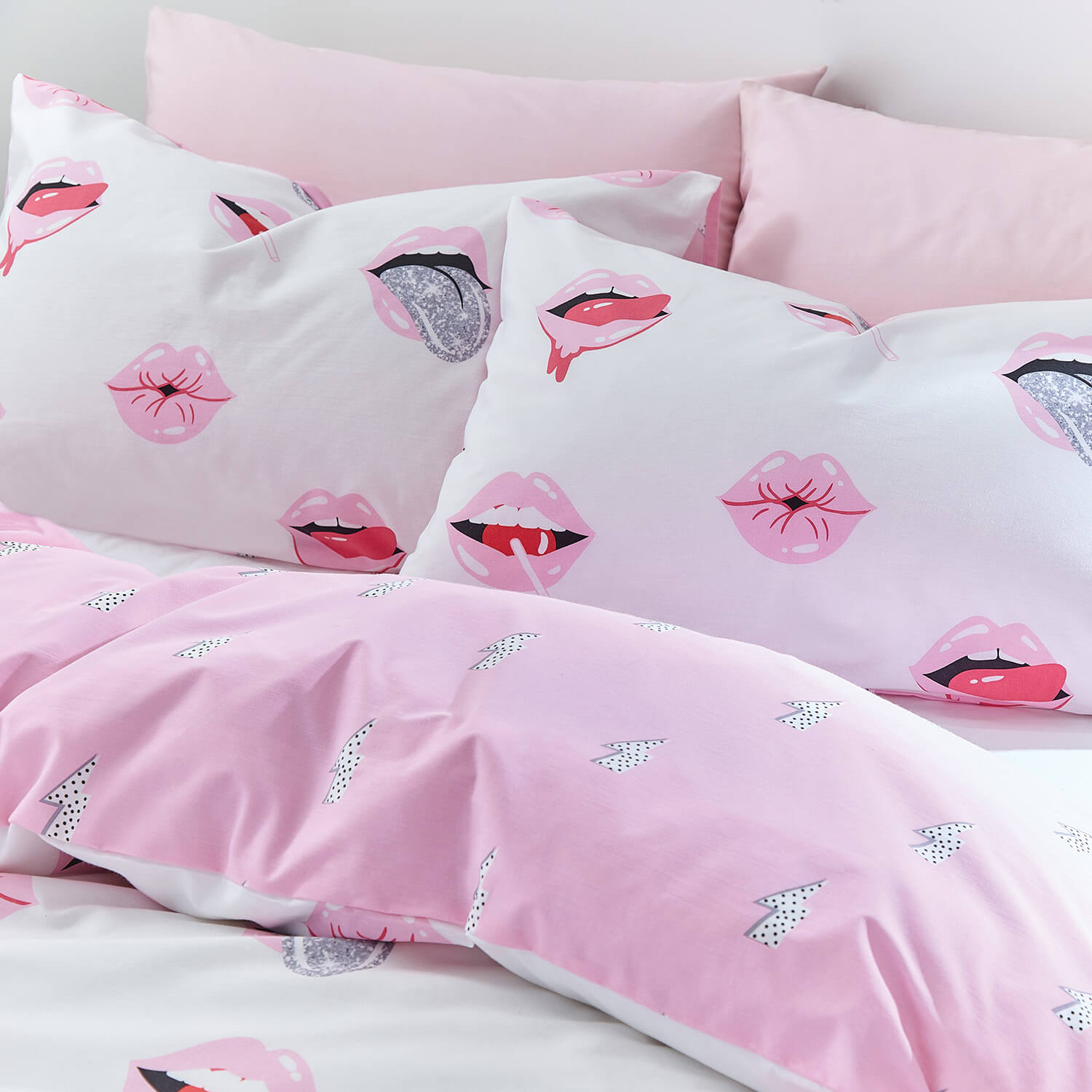  Sassy B Lip Service Duvet Cover Set - Pink 3 Shaws Department Stores